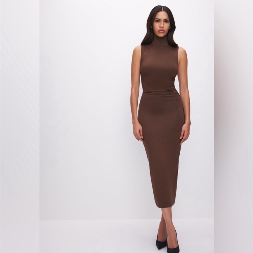 Good American Brown Turtleneck Dress